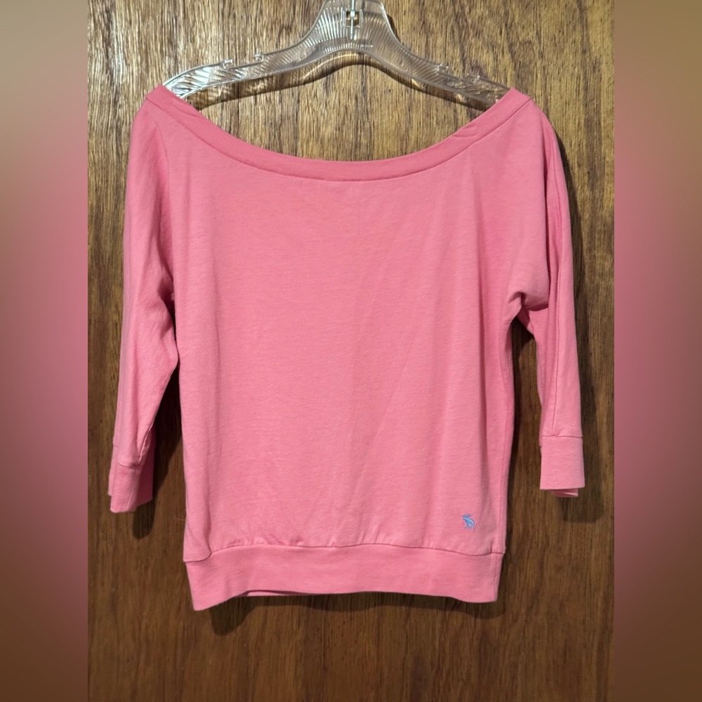 Abercrombie & Fitch Pink Off-the-Shoulder Top Y2K Moose Size Medium